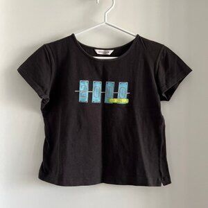 (2for$10) Y2K Black Top Short Length with 2000 Logo